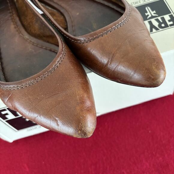 FRYE Women’s Regina Ballet Flats in Cognac Leather - 7 - Picture 6 of 10